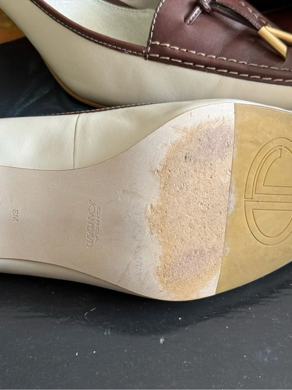 Circa Joan & David CJTRISHA Two Tone Leather Tassel Loafer Pumps Kitten Heel 8M